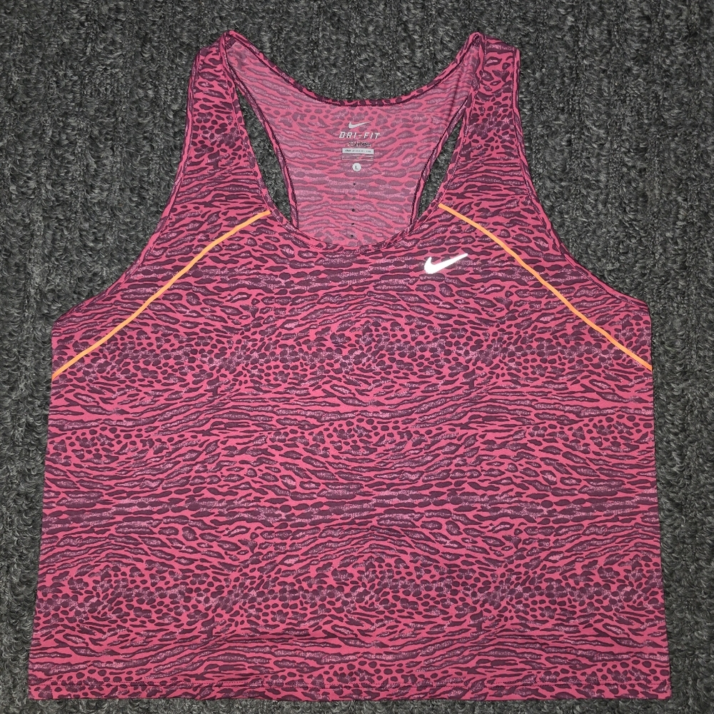 Lightweight Bright Pink Cheetah Nike Running Crop Size Large